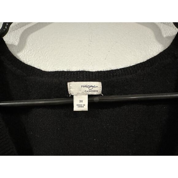 Halogen 100% Cashmere V Neck Pullover Sweater Black Oversized Sz 3X - Picture 2 of 6